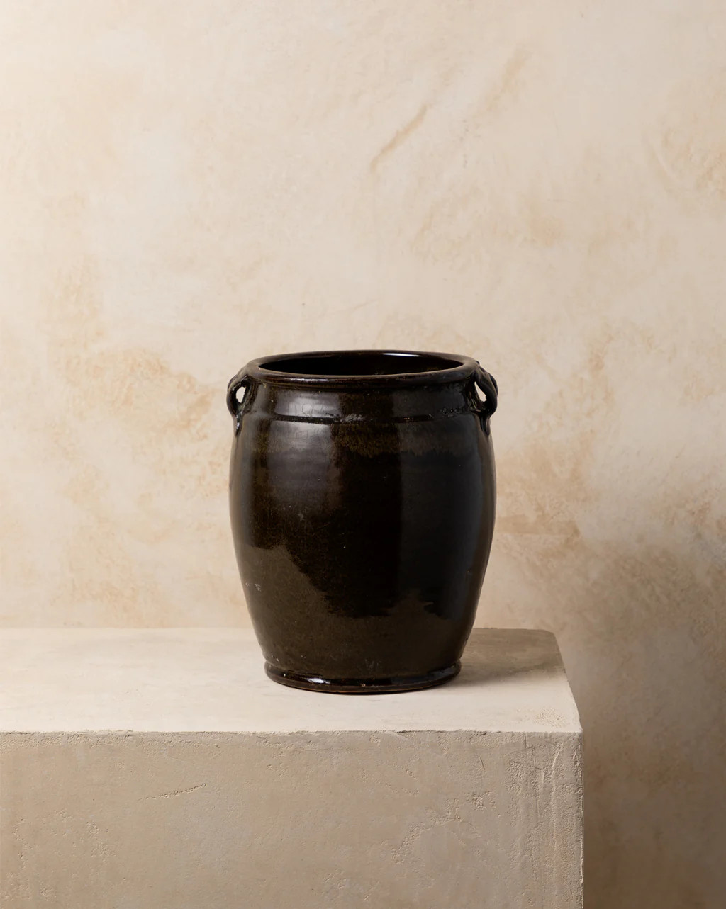 Vintage Black Dual Handled Jar | McGee & Co.