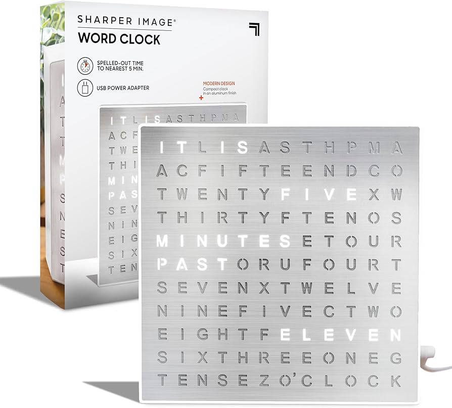 Sharper Image® LED Light-Up Word Clock [Amazon Exclusive] 7.75" Modern Design, Electronic Accent... | Amazon (US)