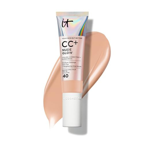 IT Cosmetics CC+ Nude Glow (Neutral Medium) - Medium Coverage Foundation with SPF 40 & Brightening Glow Serum, Lightweight Skin Tint, 2% Niacinamide + Hyaluronic Acid, Up to 24H Hydration - 1.08 fl oz | Amazon (US)