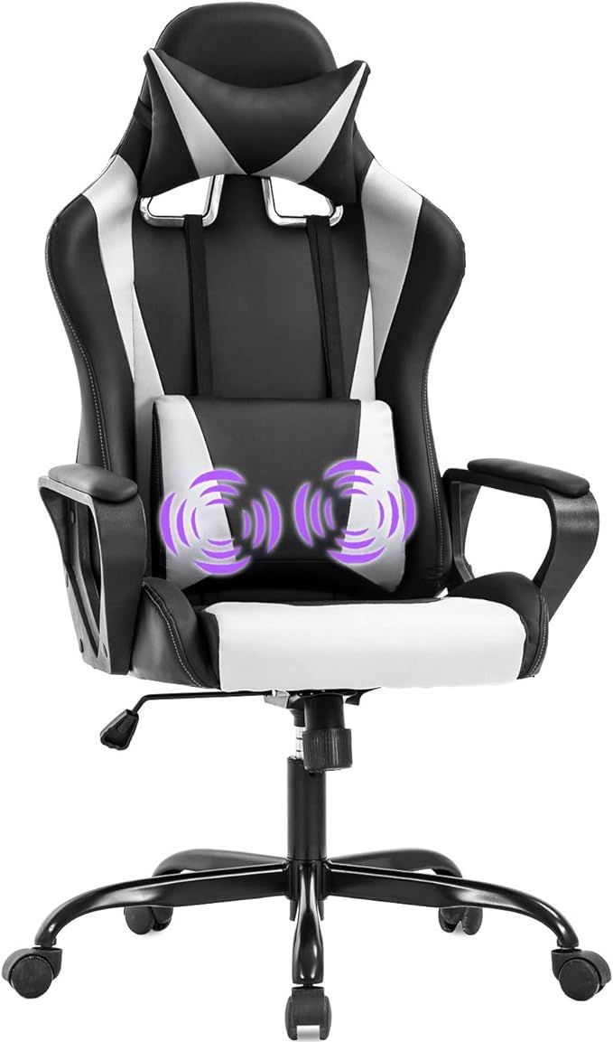 Gaming Chair Massage Office Chair Racing Chair with Lumbar Support Arms Headrest High Back PU Lea... | Amazon (US)