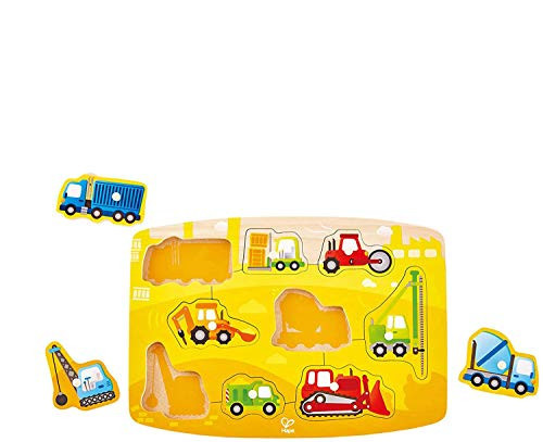 Hape Construction Peg Puzzle| 10 Piece Wooden Peg Jigsaw Puzzle Game, Learning Toy for Toddlers | Amazon (US)