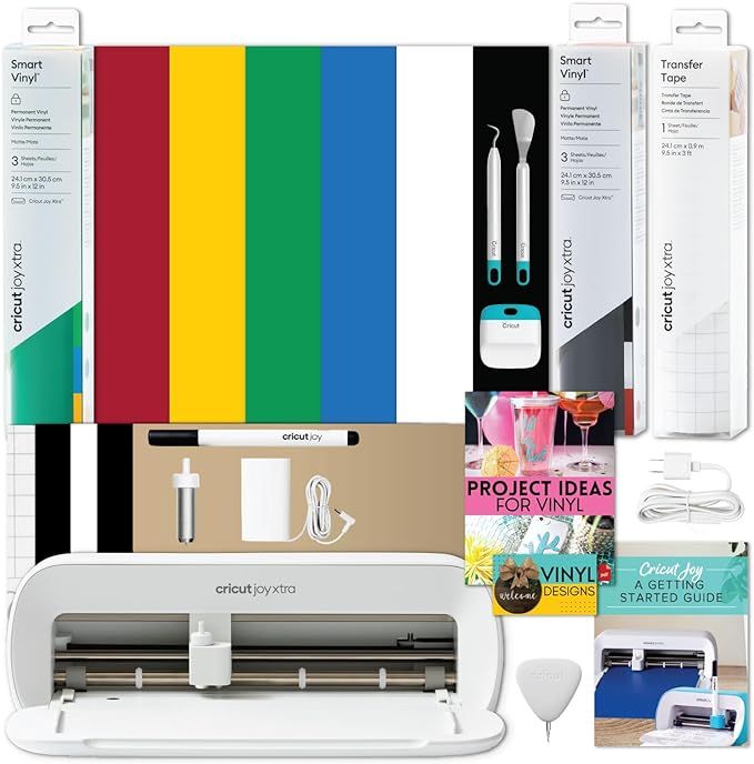 Cricut Joy Xtra Machine with Permanent Smart Vinyl Sampler Packs, Transfer Tape and Tool Set Bund... | Amazon (US)