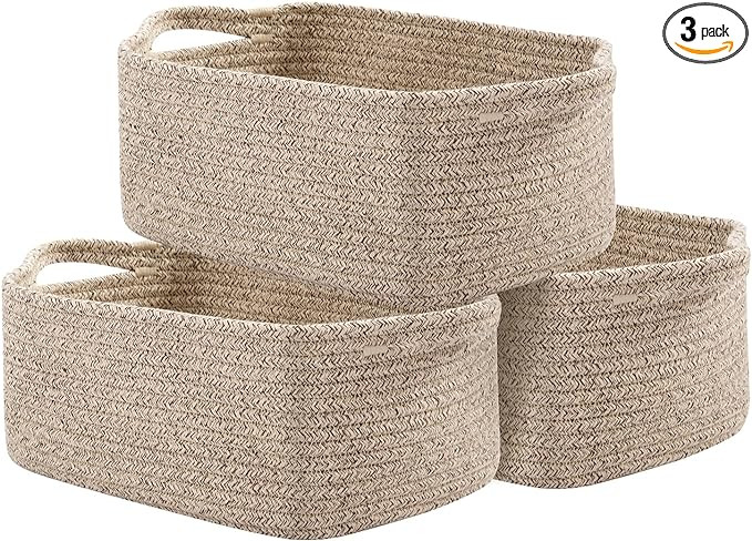 OIAHOMY Cotton Rope Baskets, Woven Baskets for Storage, Nursery Storage Baskets, Rectangle Storag... | Amazon (US)