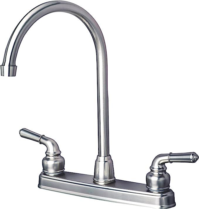 Builders Shoppe 1201SS RV Mobile Home Non-Metallic High Arc Swivel Kitchen Sink Faucet Brushed Ni... | Amazon (US)