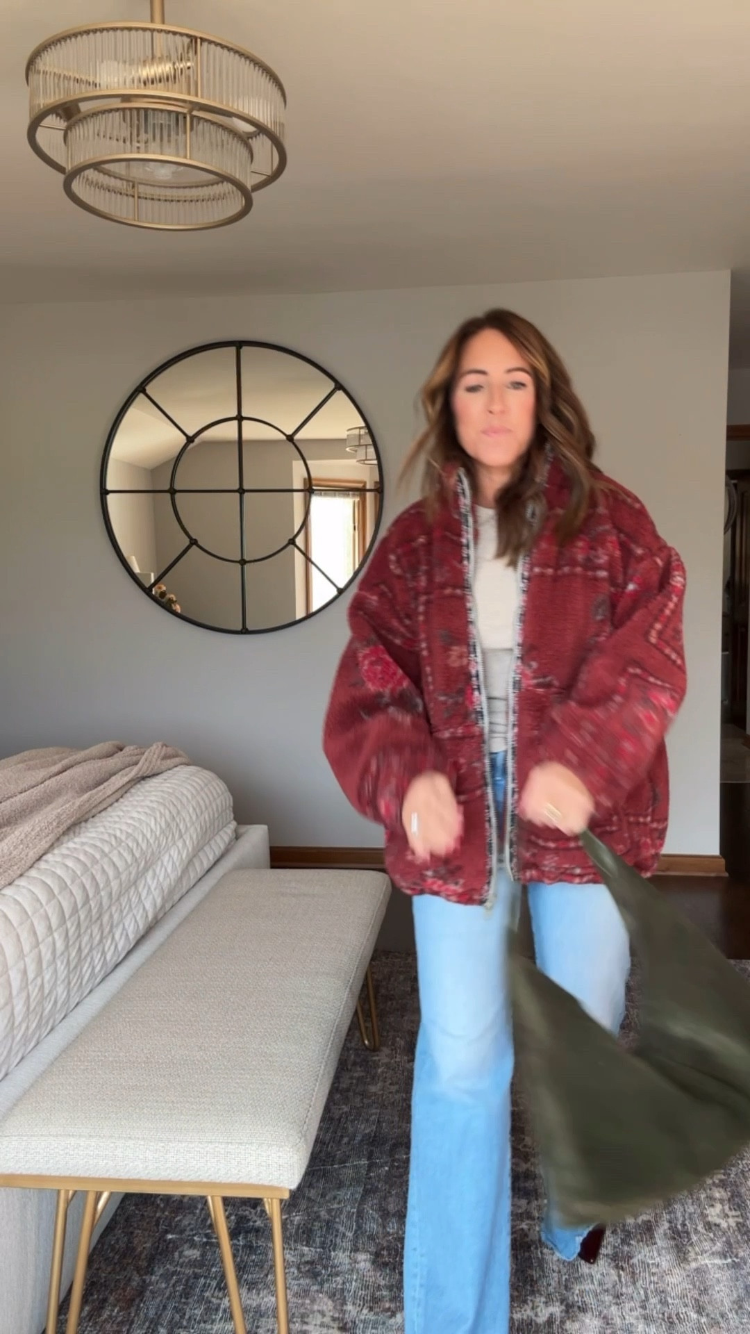 Super soft & cozy fleece jacket. How perfect is this color & pattern mix. 
XS
XS tee
Jeans petite version in true size 25
Flats tts 

#LTKSeasonal #LTKStyleTip #LTKItBag