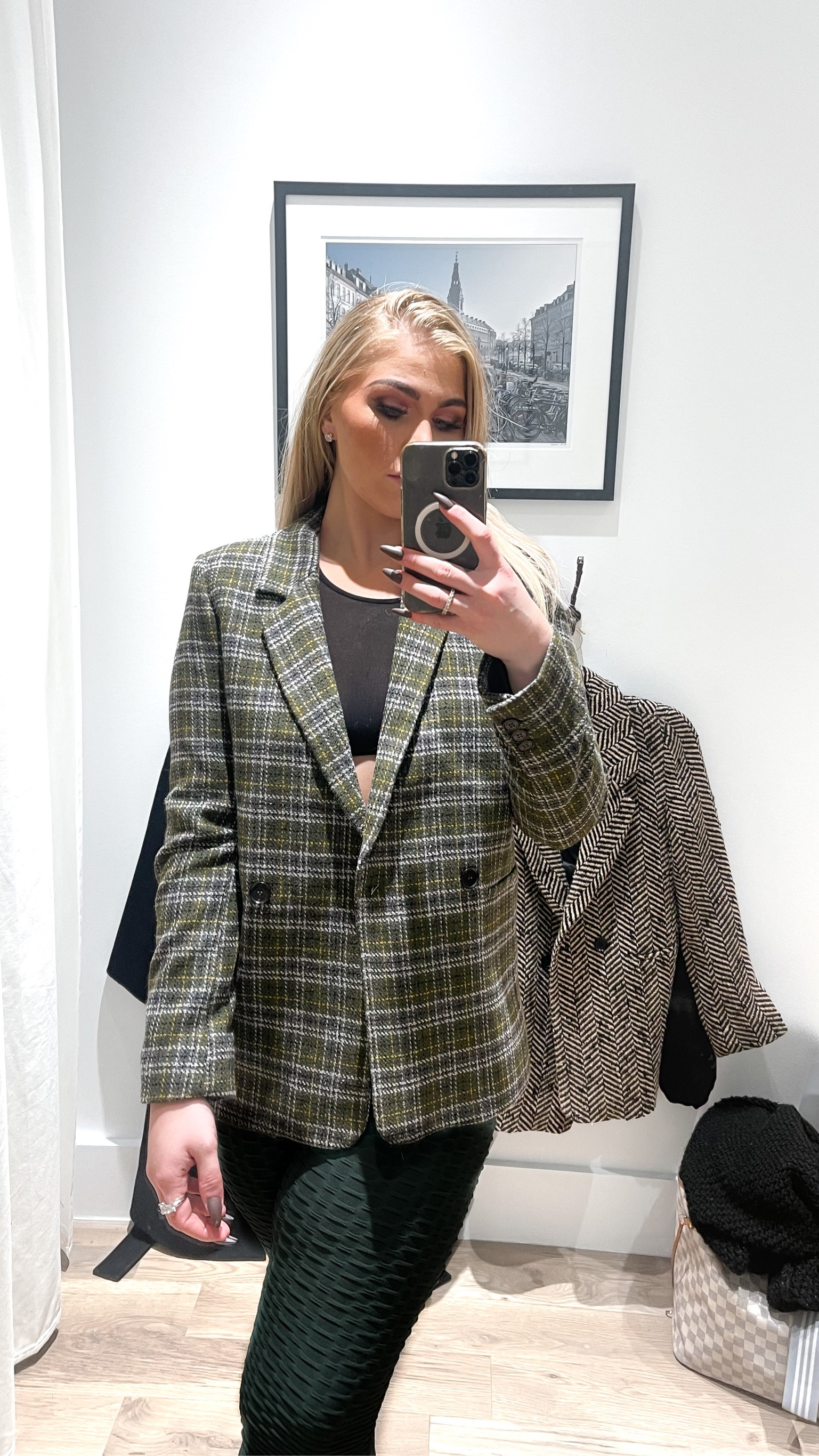 #ltksale #fall wearing a size small-
The Madeleine Blazer is a tailored suit jacket made from a lightweight wool blend in a green plaid pattern. This wardrobe essential is fully lined and features a front double-button closure with functional welt pockets at the waist.
The Madeleine Blazer is cut for a slim, tailored fit. #mclivinit #aninebing

#LTKworkwear #LTKsalealert