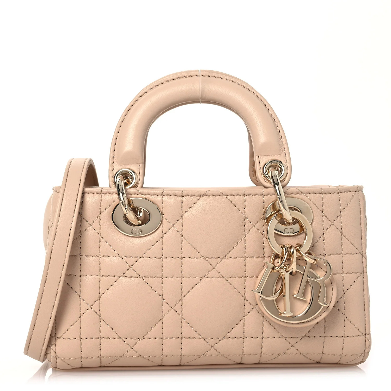 Lambskin Cannage Micro Lady D-Joy Sand Rose | FASHIONPHILE (US)