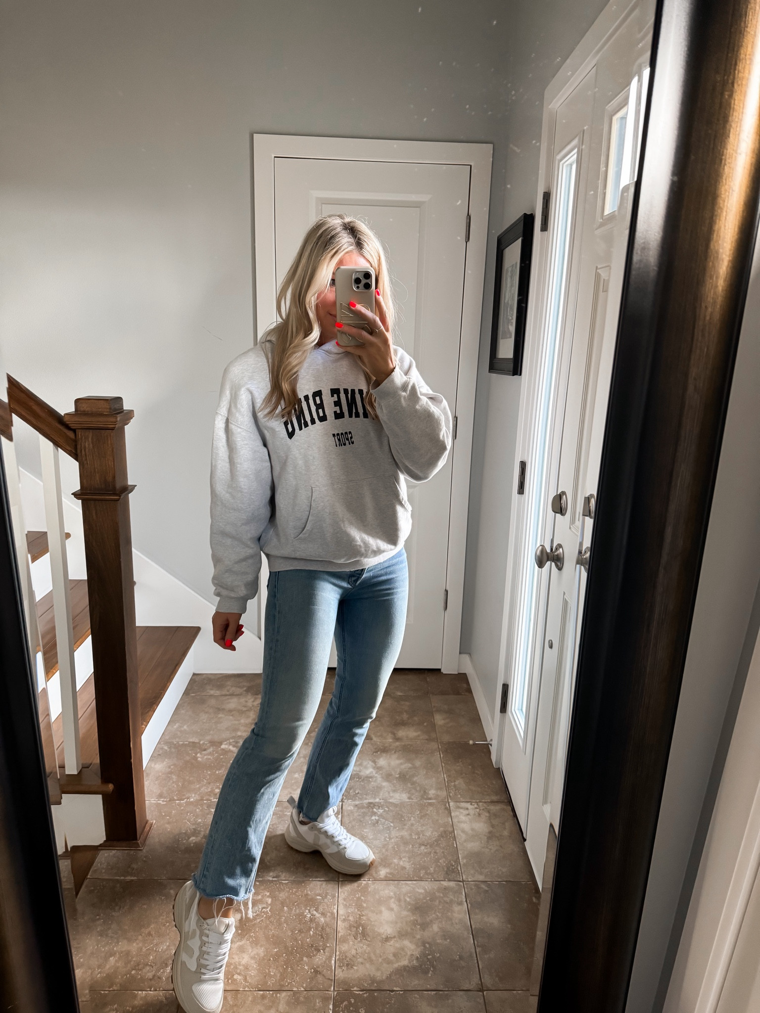 Quite possibly my favorite sweatshirt to date. It’s comfortable, fits awesome and goes with everything. I sized down to a small but could have done a medium just as easily. Jeans tts 
Veja sneakers tts 
Anine Bing 

#LTKover40 #LTKstyletip
