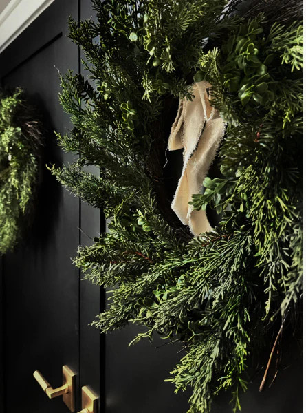 Real Touch Boxwood and Mixed Pine Wreath on Vine Base | The Style Edit Collective