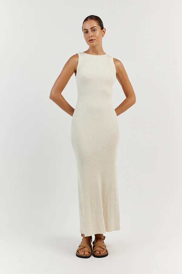 SADIE IVORY SLEEVELESS MIDI DRESS | DISSH