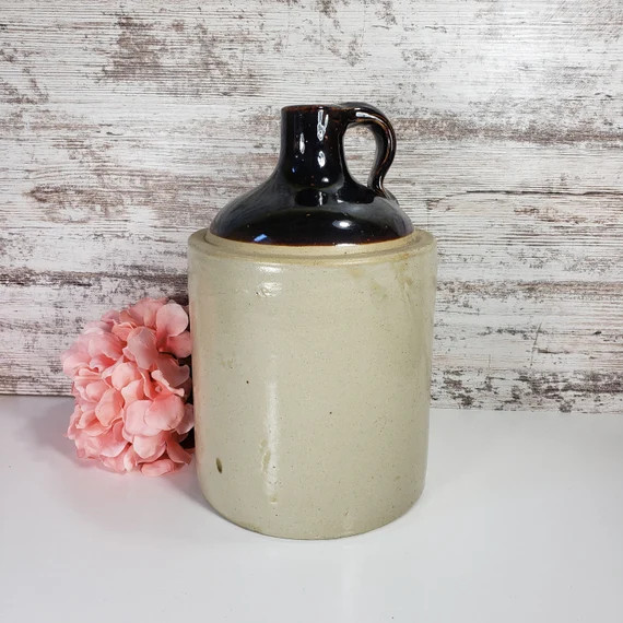Stoneware 1 Gallon Jug, Antique Moonshine Crock, Whiskey Jug, Vintage Over The Shoulder Zinc Glaz... | Etsy (US)