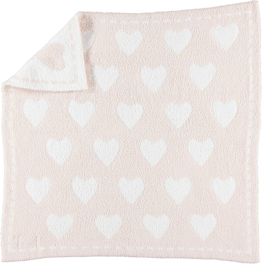Barefoot Dreams\u00ae CozyChic\u00ae Dream Receiving Blanket, Pink-White Hearts, 30"x30" | Amazon (US)