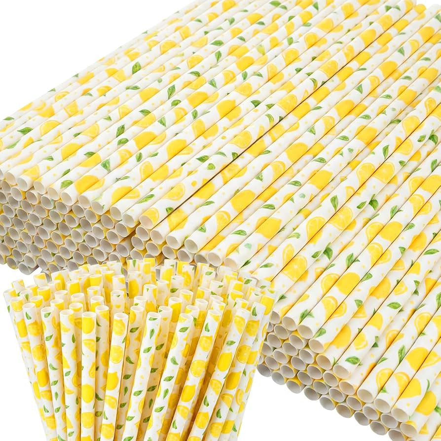 Domensi 50 Pcs Plastic Straws Disposable Drinking Plastic Straws Reusable Striped Flag Summer Par... | Amazon (US)
