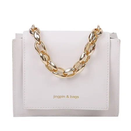 Tiyuyo Daily Chain Handbag Women Solid Leather Street Crossbody Chain Bag (White) | Walmart (US)