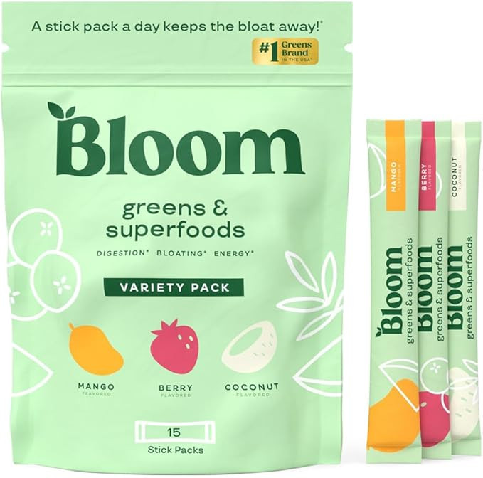 Bloom Nutrition Superfood Greens Powder Stick Packs, Digestive Enzymes with Probiotics and Prebio... | Amazon (US)