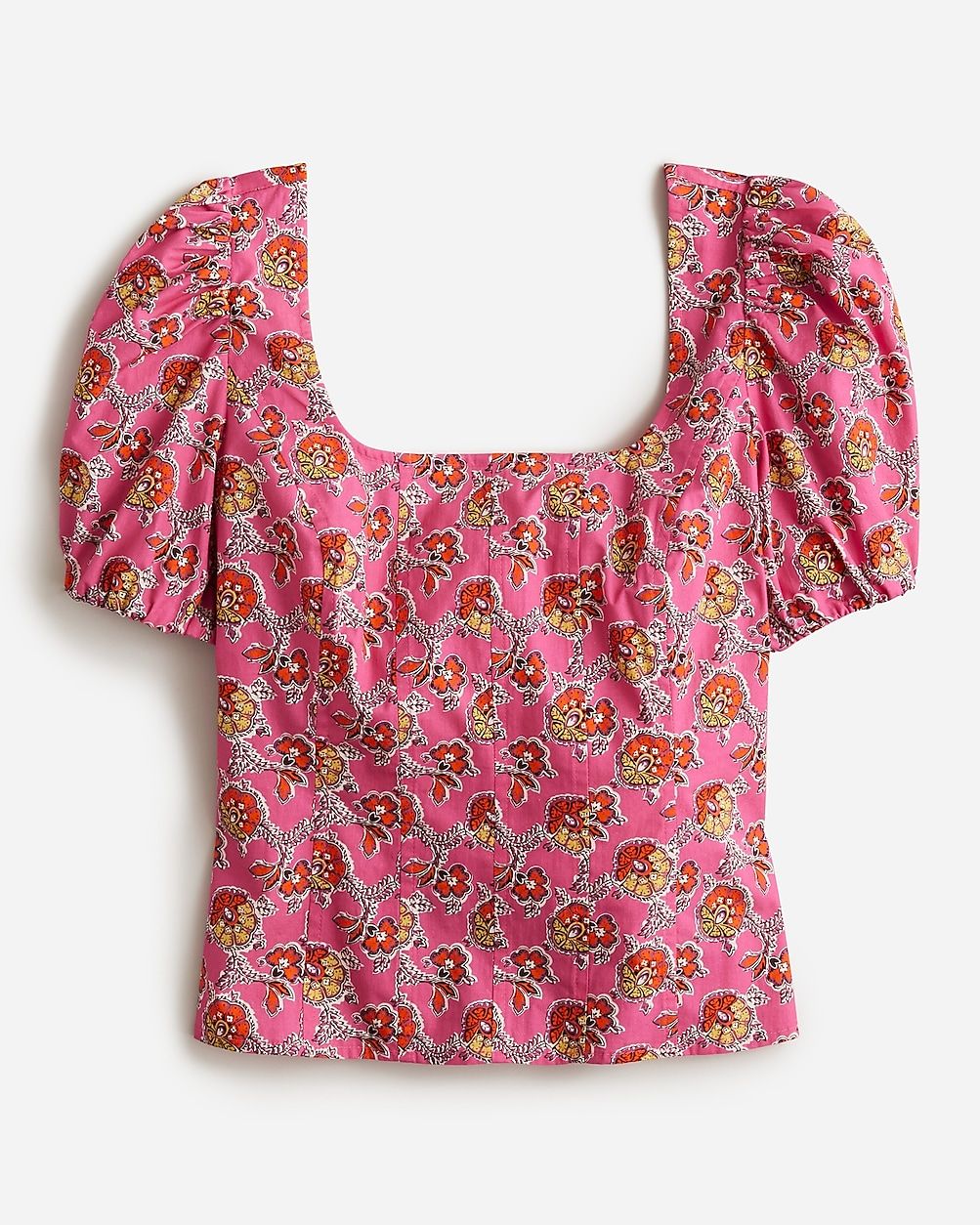 Puff-sleeve squareneck top in Ratti® pink blooms print | J.Crew US