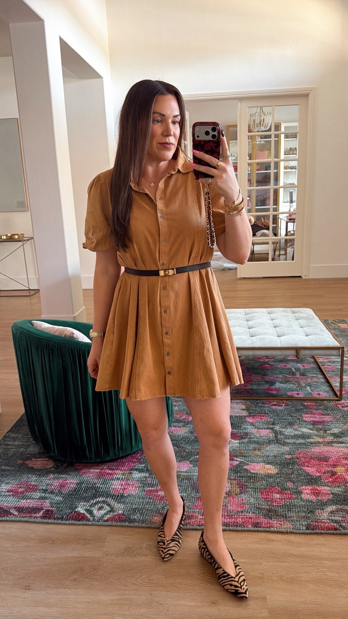 curvy midsize fall outfit! wearing size medium in camel colored dress! linking my cactus tiger flats + some budget friendly options 🧡🤎 dress under $100!

#LTKSeasonal #LTKMidsize