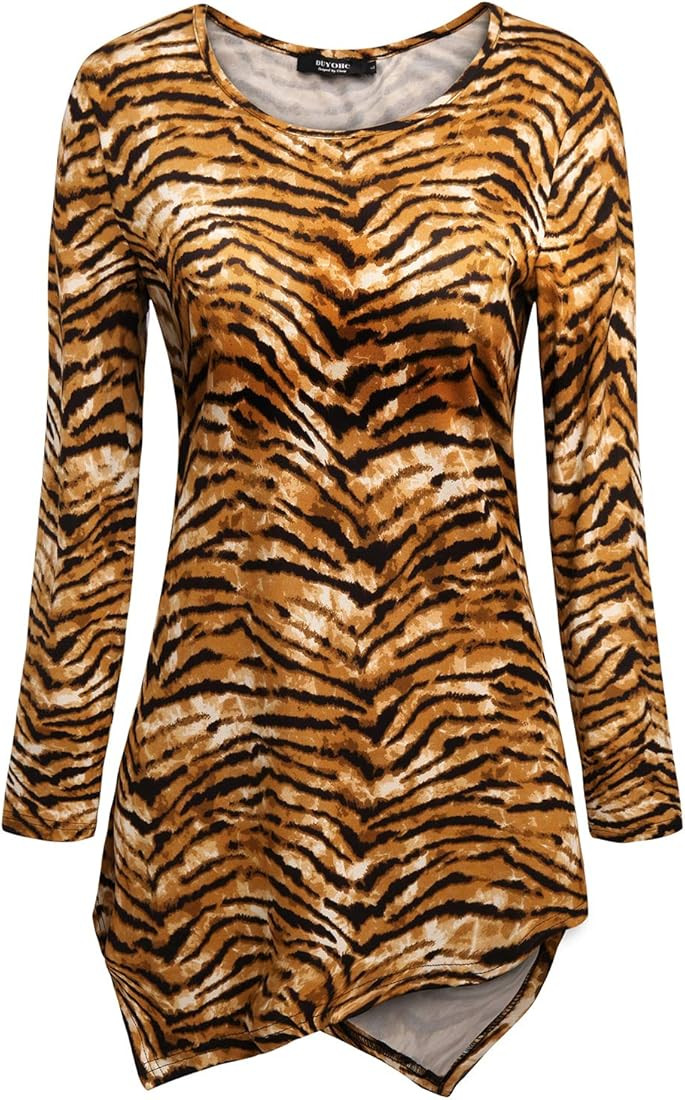 IF.U live Women Asymmetrical Shirts Tie Dyed Print Hankerchief Hemline Tunic Top | Amazon (US)