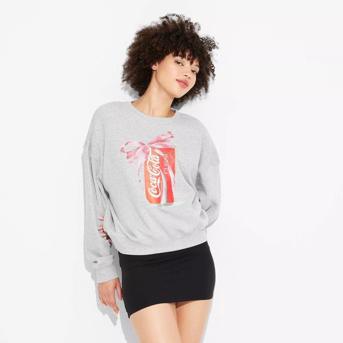 Women's Coca-Cola Bow Graphic Sweatshirt - Gray M | Target