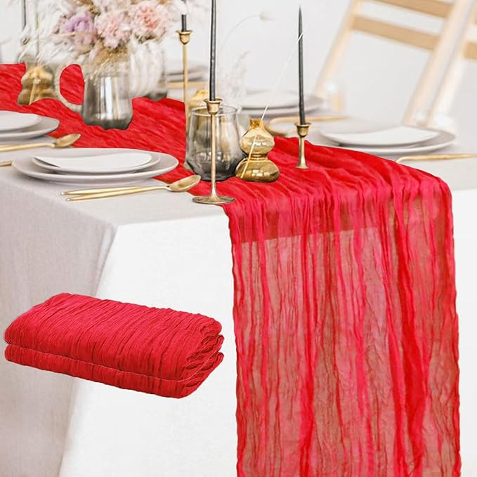 Cheesecloth Table Runner Red 10FT 2 Pack Boho Gauze Table Runner for Party Events Table Decoratio... | Amazon (US)