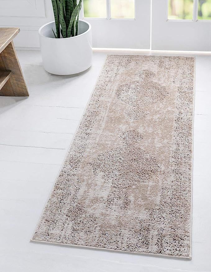 Rugs.com Oregon Collection Rug – 6 Ft Runner Ivory Low-Pile Rug Perfect for Hallways, Entryways | Amazon (US)