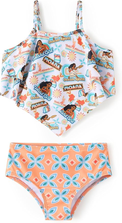 Disney Frozen Elsa Stitch Moana Toddler Girls Two Pieces Ruffle Strap Bikini Top and Bottom Set B... | Amazon (US)