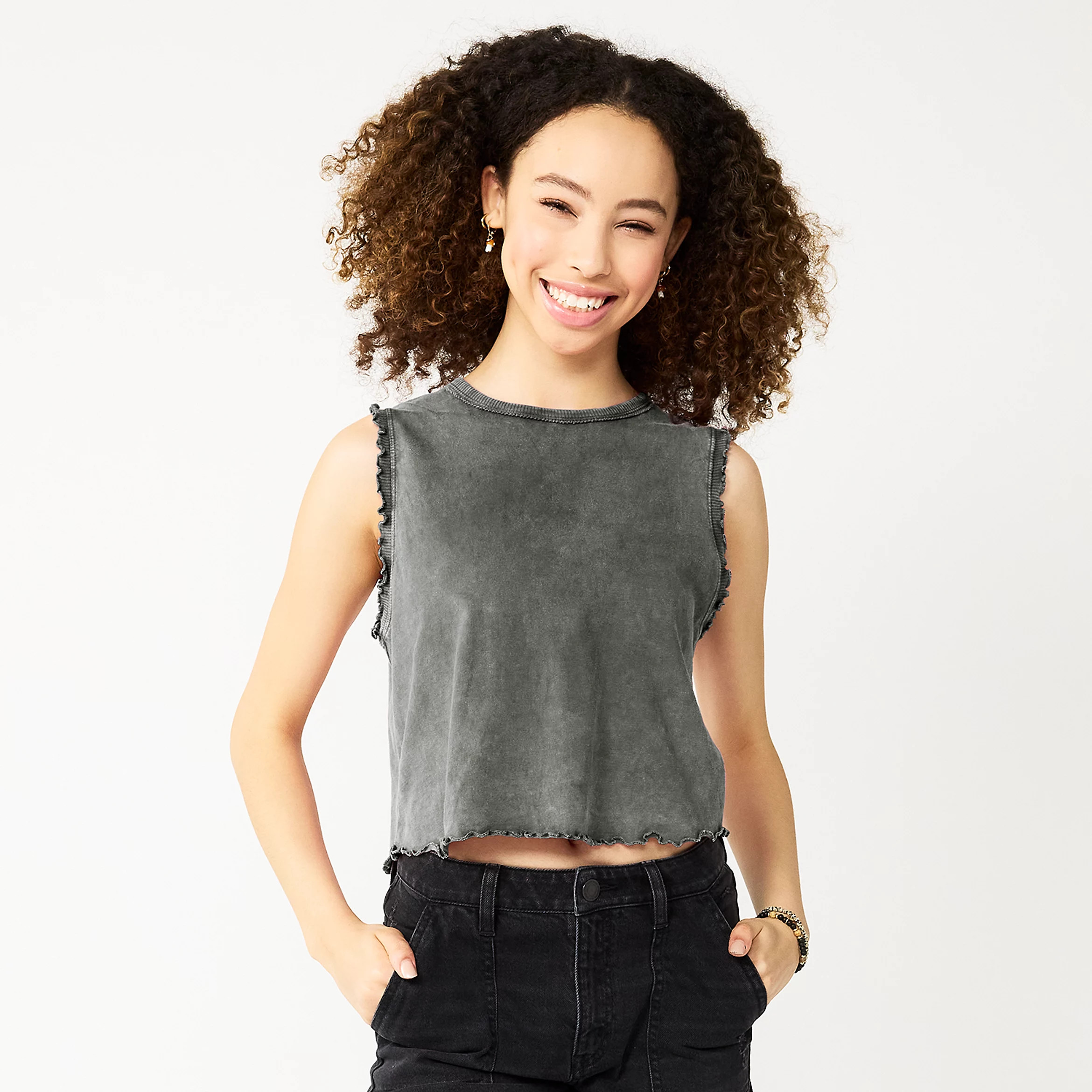 Juniors' SO® Lettuce Edge Muscle Tank Top | Kohl's