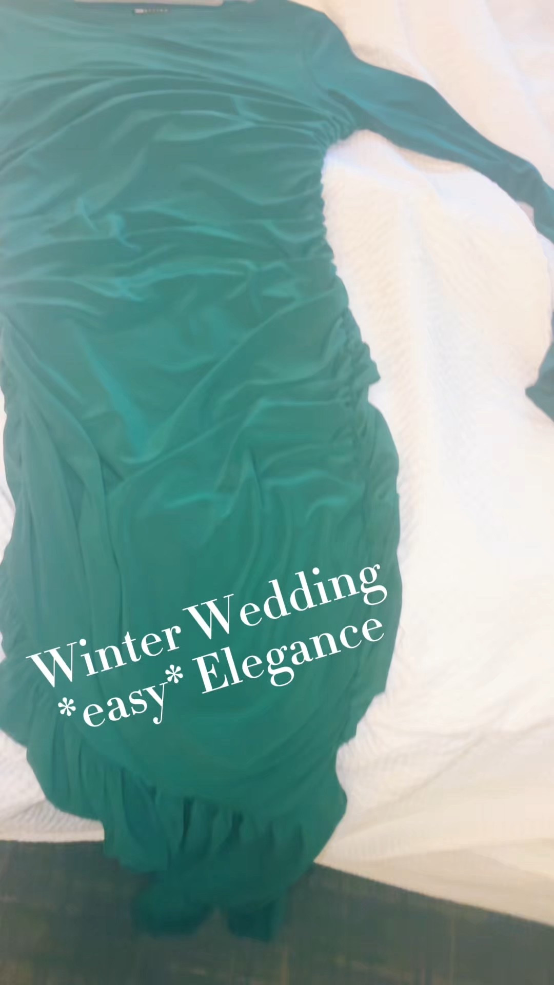 EASY ELEGANCE

Winter wedding guest outfit Modest + LUXE for less 🤍Emerald ruched floor length gown (had to get it tailored) with long flutter sleeves, silver metallic kitten heels from Target, metallic fringe shawl for coverage, Amazon chandelier earrings, and a vintage chain-mail pouch. 

Luxe look without the luxe price, perfect for modest or Muslim weddings, cold weather events, and anyone wanting timeless style that feels elevated but easy. 

All links + similar finds tagged.

#LTKWedding #LTKOver40 #LTKgrwm