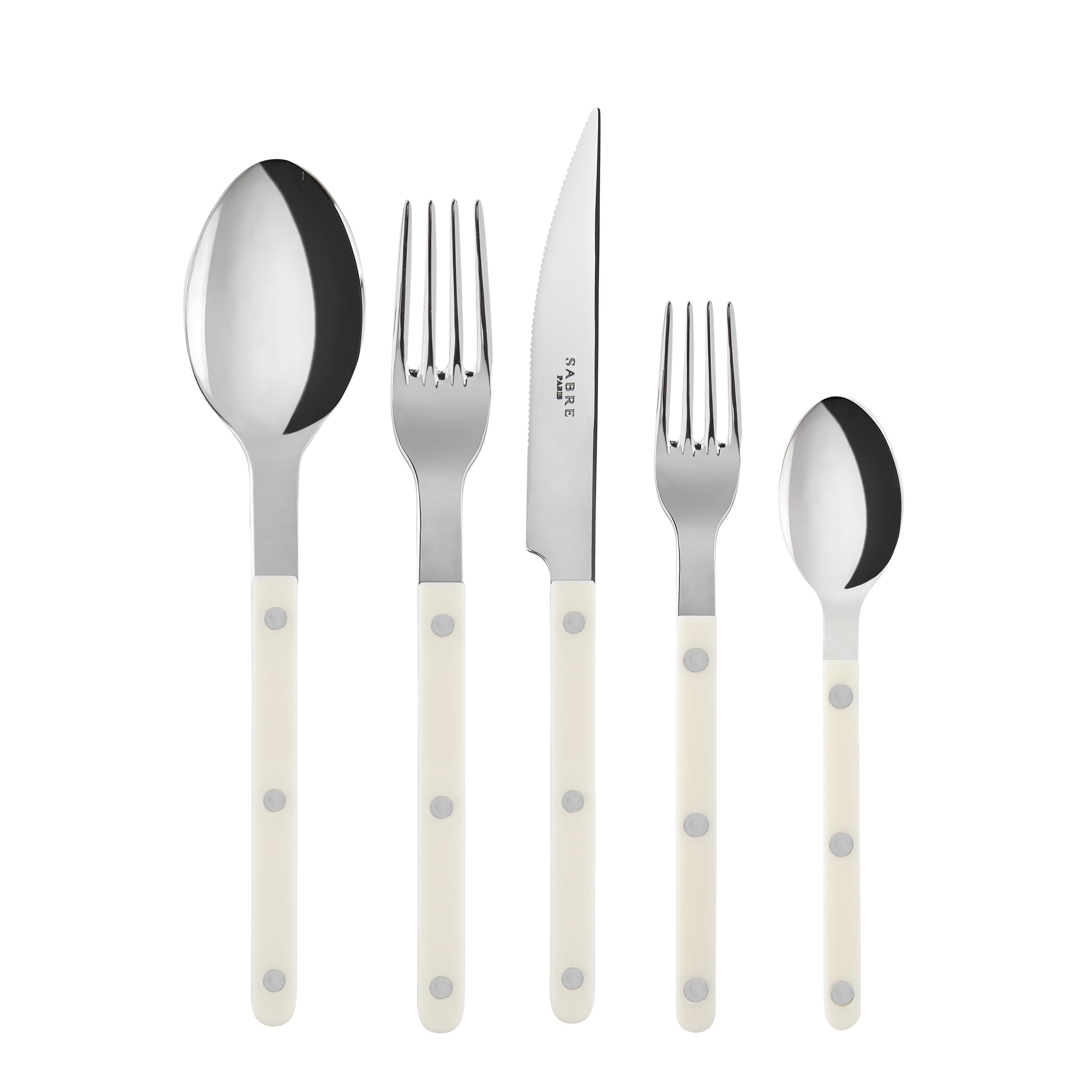 SABRE PARIS - 5-Piece Flatware Set - Bistrot Collection - Knife, Fork, Soup Spoon, Teaspoon & Des... | Amazon (US)