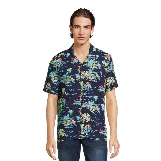 Star Wars Men’s and Big Men’s Tropic Baby Yoda Button Front Shirt with Short Sleeves, Sizes S... | Walmart (US)
