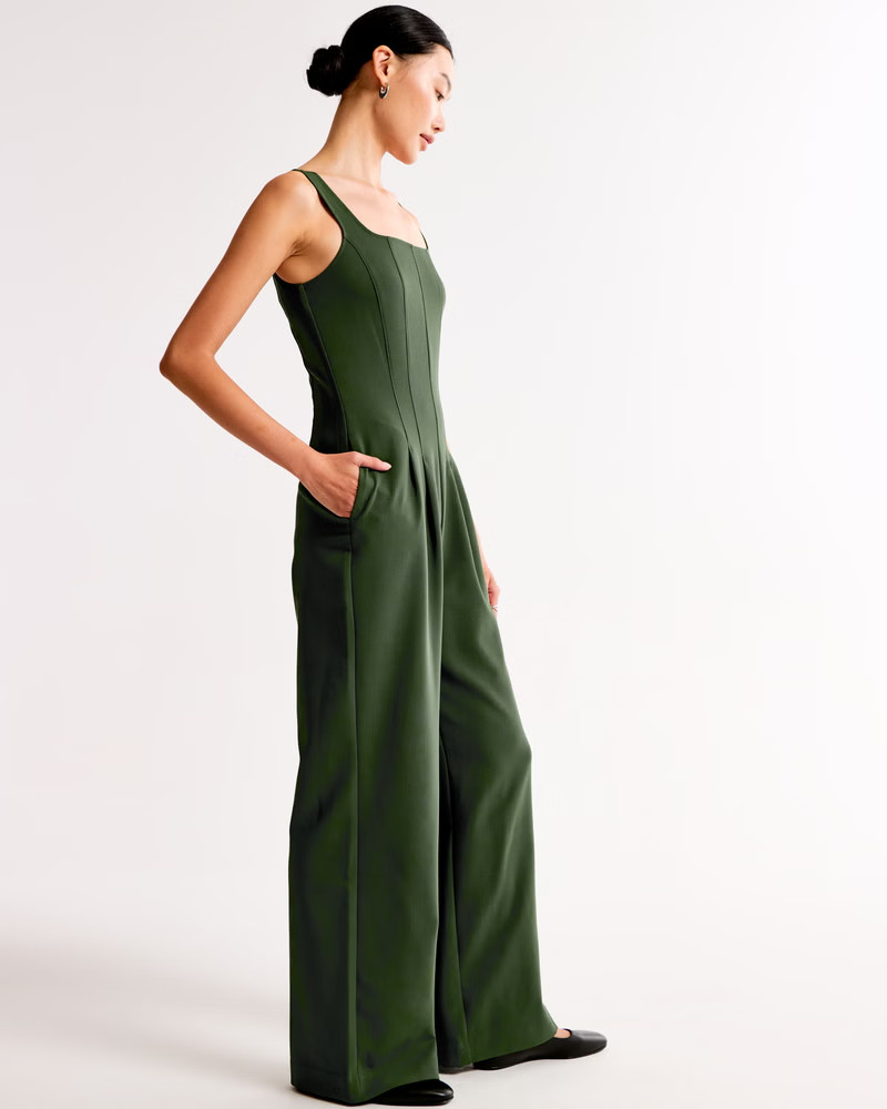 Squareneck Seamed Jumpsuit | Abercrombie & Fitch (US)