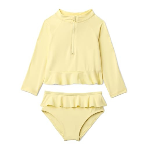 Amazon Essentials Baby Girls' Ruffle Rashguard Set, Light Yellow, 12 Months | Amazon (US)