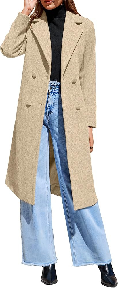 Simplee Women's Winter Lapel Collar Pea Coat Double Breasted Long Overcoat Trench PeaCoat With Be... | Amazon (US)