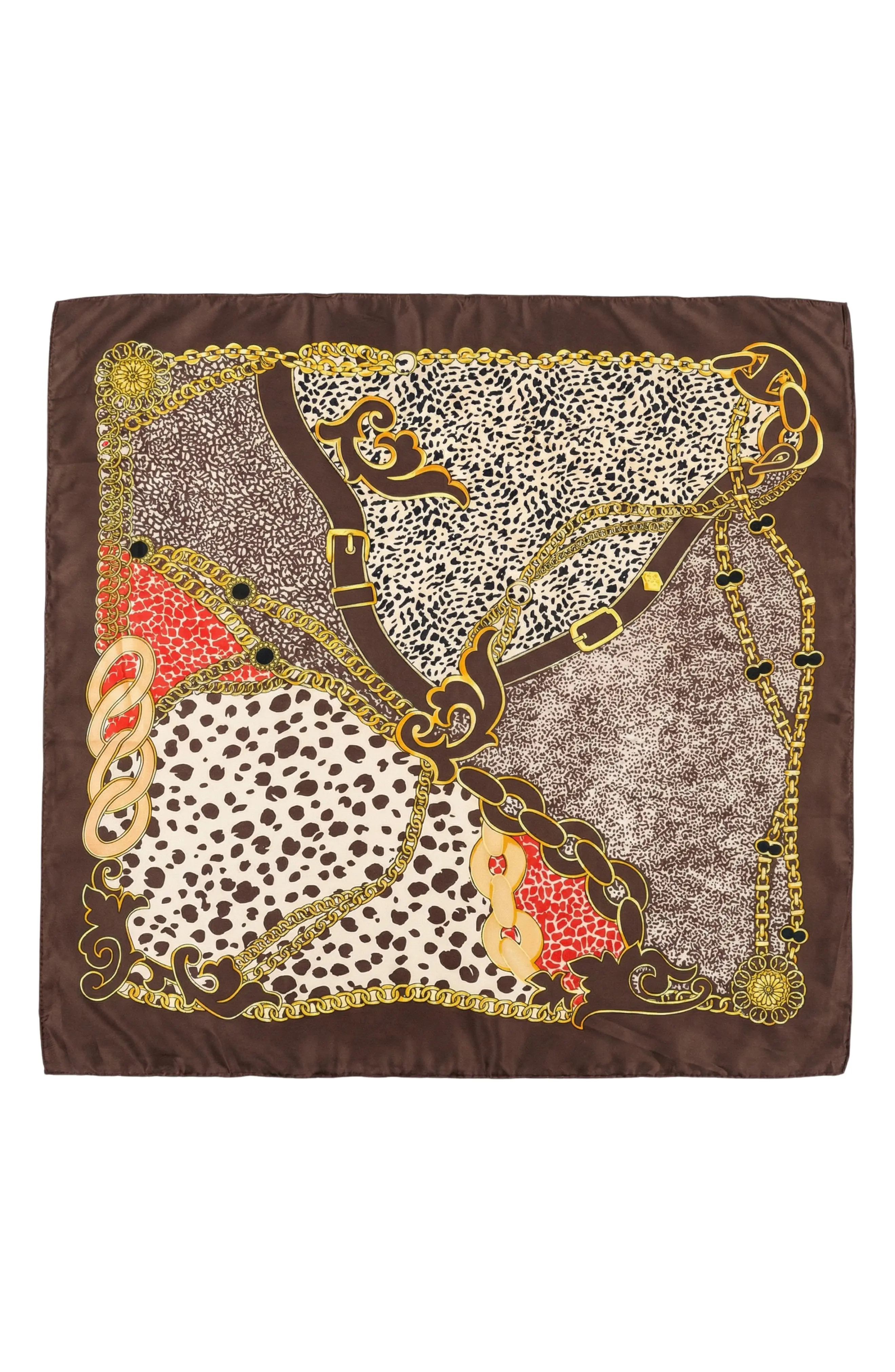 MARCUS ADLER Animal Print Satin Square Scarf in Brown at Nordstrom Rack | Nordstrom Rack