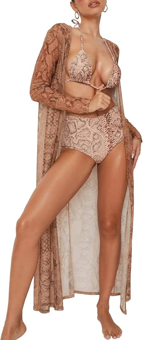 MayBuy Women's Summer Long Flowy Kimono Cardigans Boho Chiffon Beach Cover Up Tops | Amazon (US)