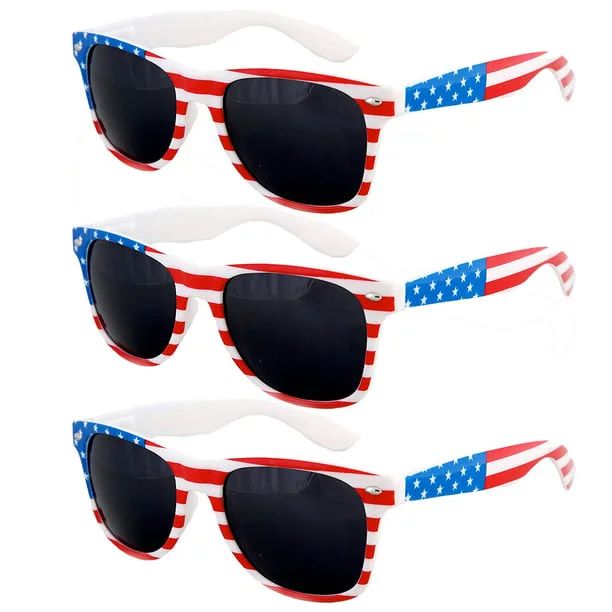 grinderPUNCH Unisex USA American Flag Red White Blue Frame Black lens Adult Classic Sunglasses - ... | Walmart (US)