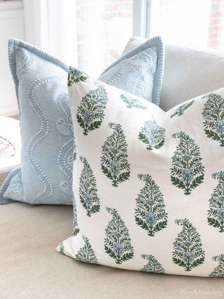 These gorgeous blue and green patterned pillow covers are a cross between paisley and block printing. You can find them at one of my favorite Etsy shops! Home decor ideas, living room decor, pillow covers 

#LTKhome #LTKfindsunder100