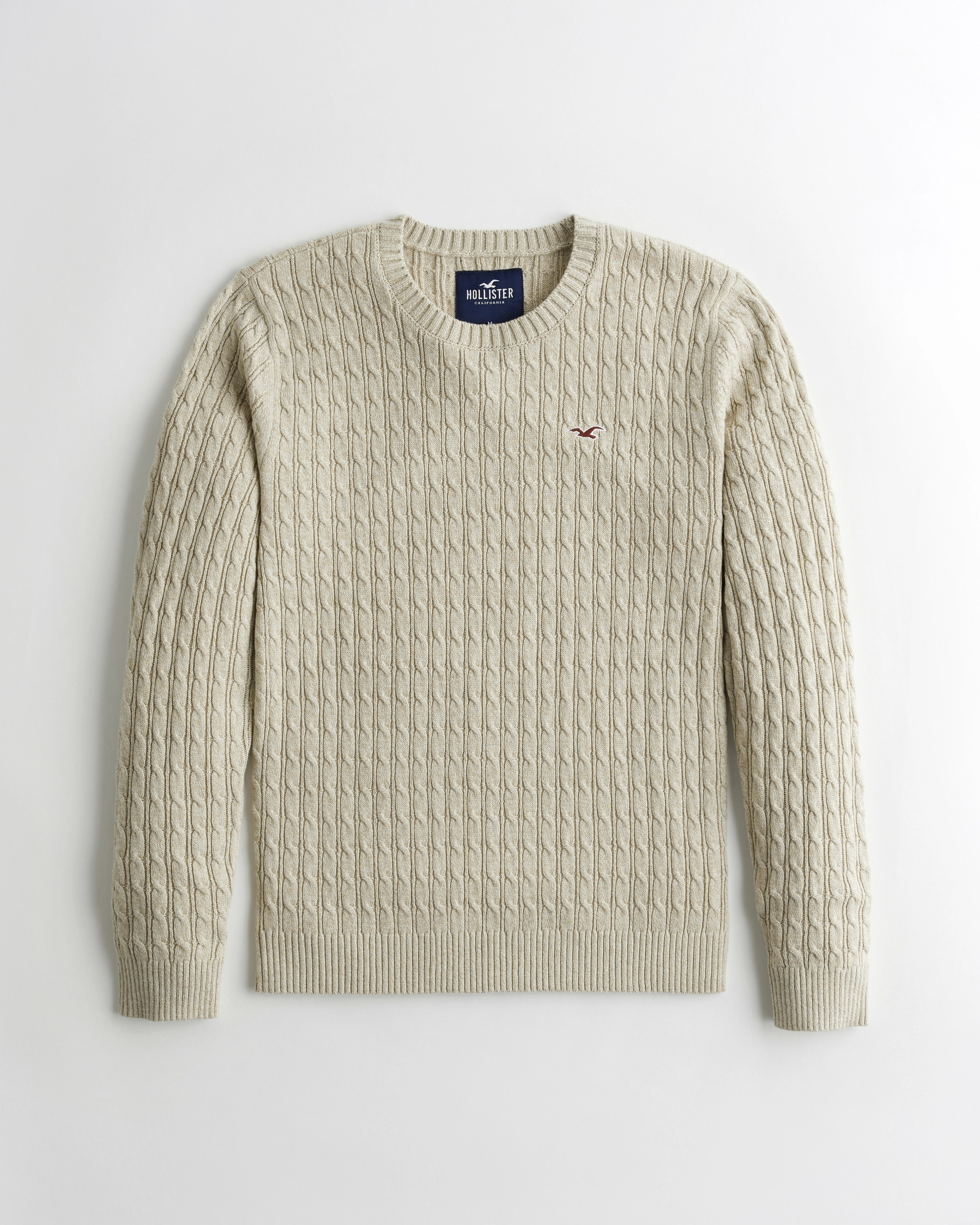 Guys Lightweight Cable Crewneck Sweater from Hollister | Hollister (US)