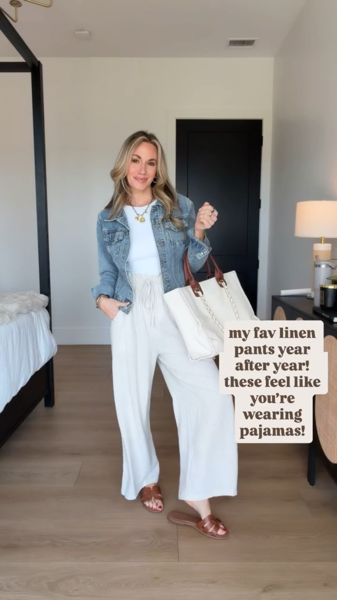 My favorite linen pants I wear every year during Spring and Summer that you can dress up or down! These are a best seller for a reason! // I’m 5’3 and wear a size small in pants, xs bodysuit, xs denim jackett

#LTKSeasonal #LTKmomlife #LTKootd