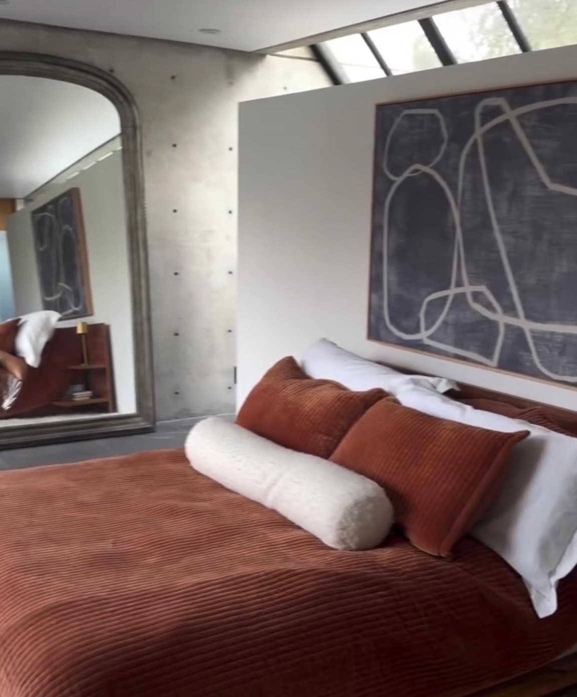 Terracotta quilt in queen size 
Quince 
Bed from cb2