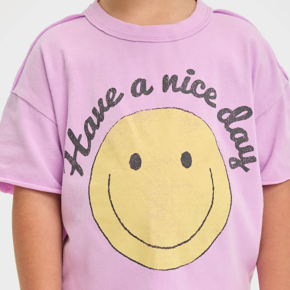 Grayson Mini Toddler Girls' Jersey Knit Smiley Printed T-Shirt - Purple | Target