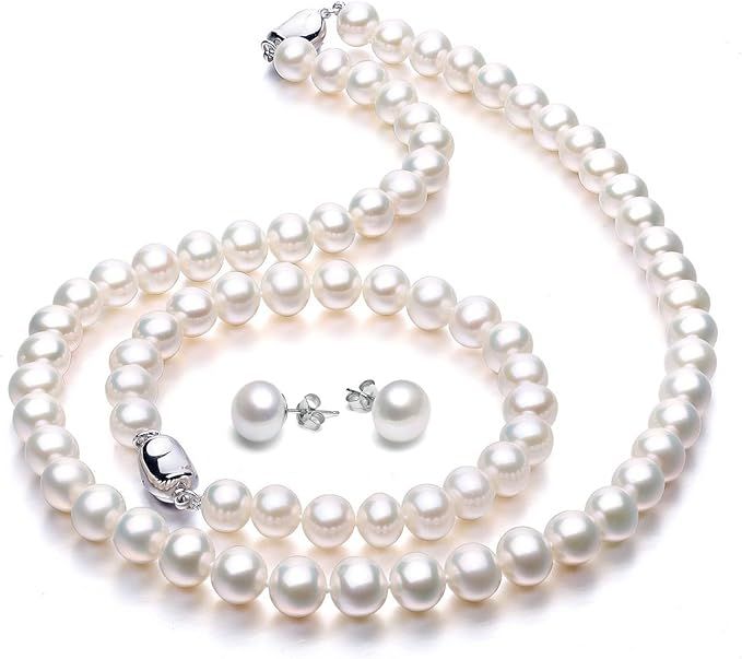 Freshwater Cultured Pearl Necklace Set Includes Stunning Bracelet and Stud Earrings Jewelry for W... | Amazon (US)
