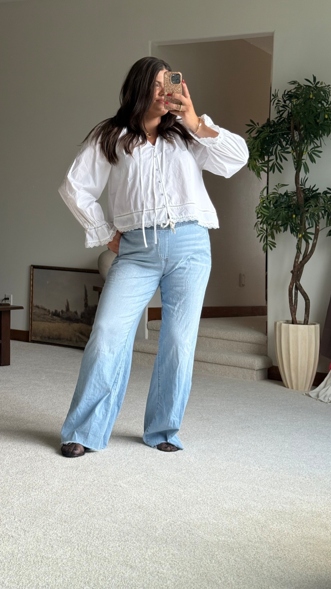 Casual fall or fall transition outfit with jeans. Could be worn for business casual to the office or as a teacher! 

Wearing XL in the flowy white top and size large, long in the stretchy jeans 

#Midsize #Fall #Work #Teacher #Maternity #Jeans

#LTKMidsize #LTKWorkwear #LTKFindsUnder50