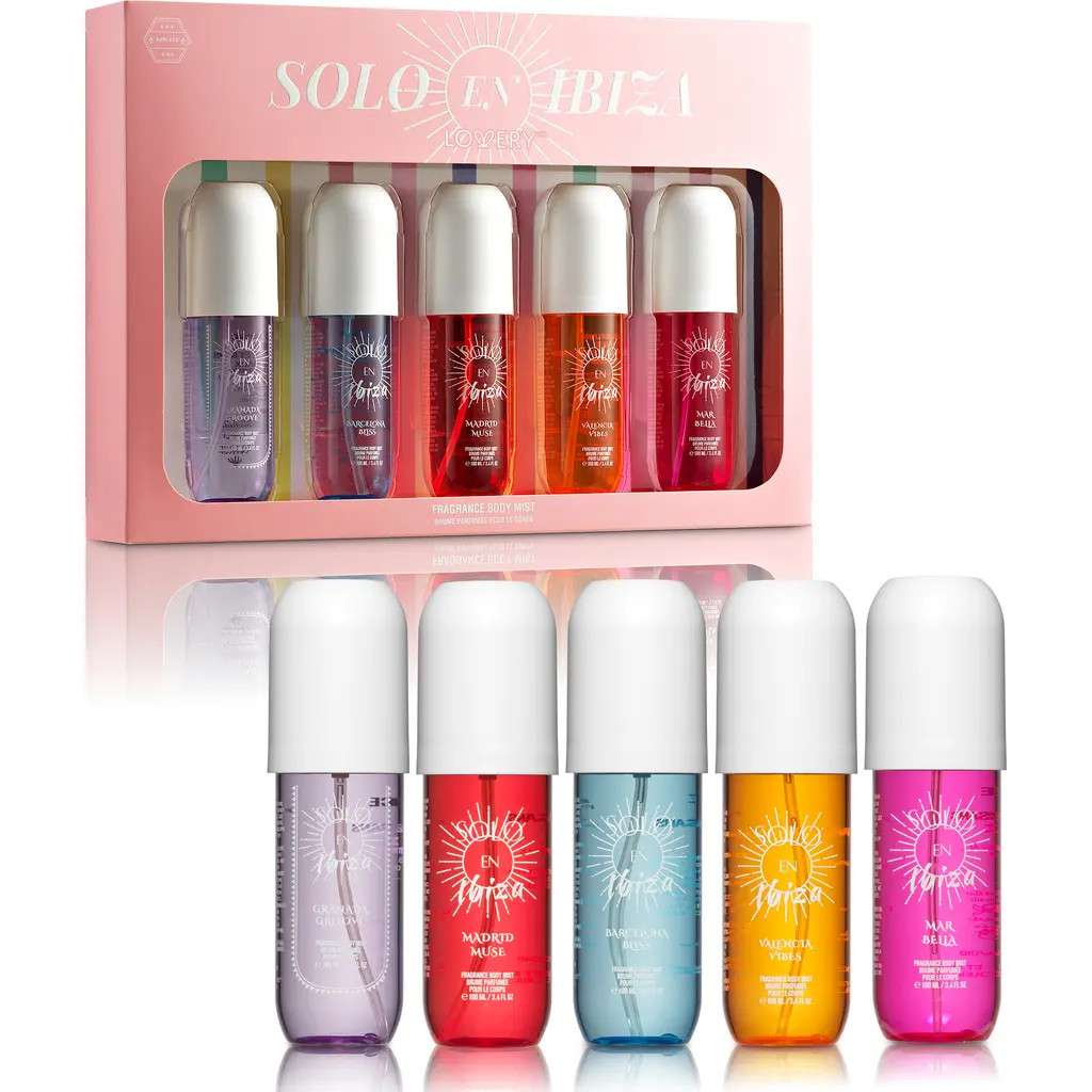 Lovery 5-Pc. Solo En Ibiza Fragrance Body Mist Gift Set in Red, Blue, Orange, Pink at Nordstrom | Nordstrom