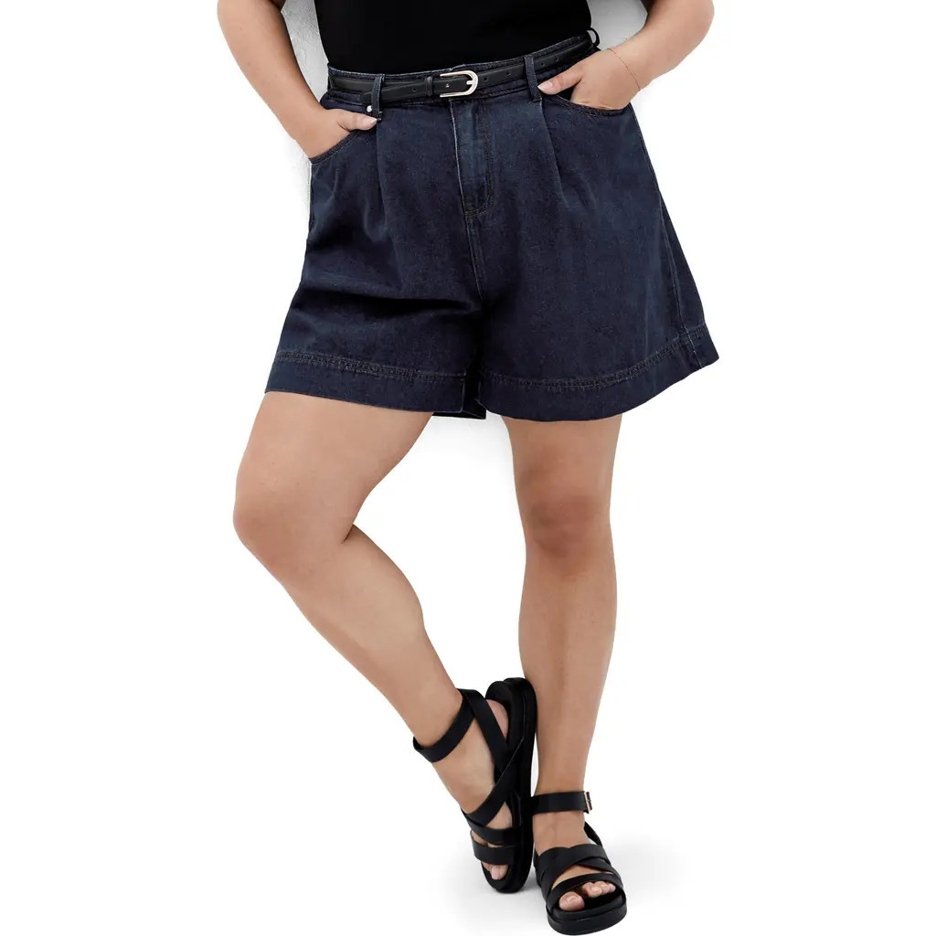 City Chic Millie Denim Shorts in Dark Denim at Nordstrom, Size Xs | Nordstrom