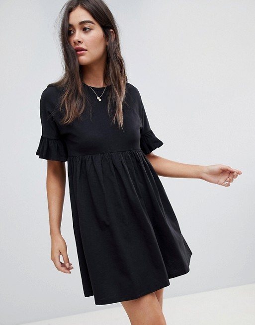 ASOS DESIGN cotton slubby frill sleeve smock dress | ASOS US