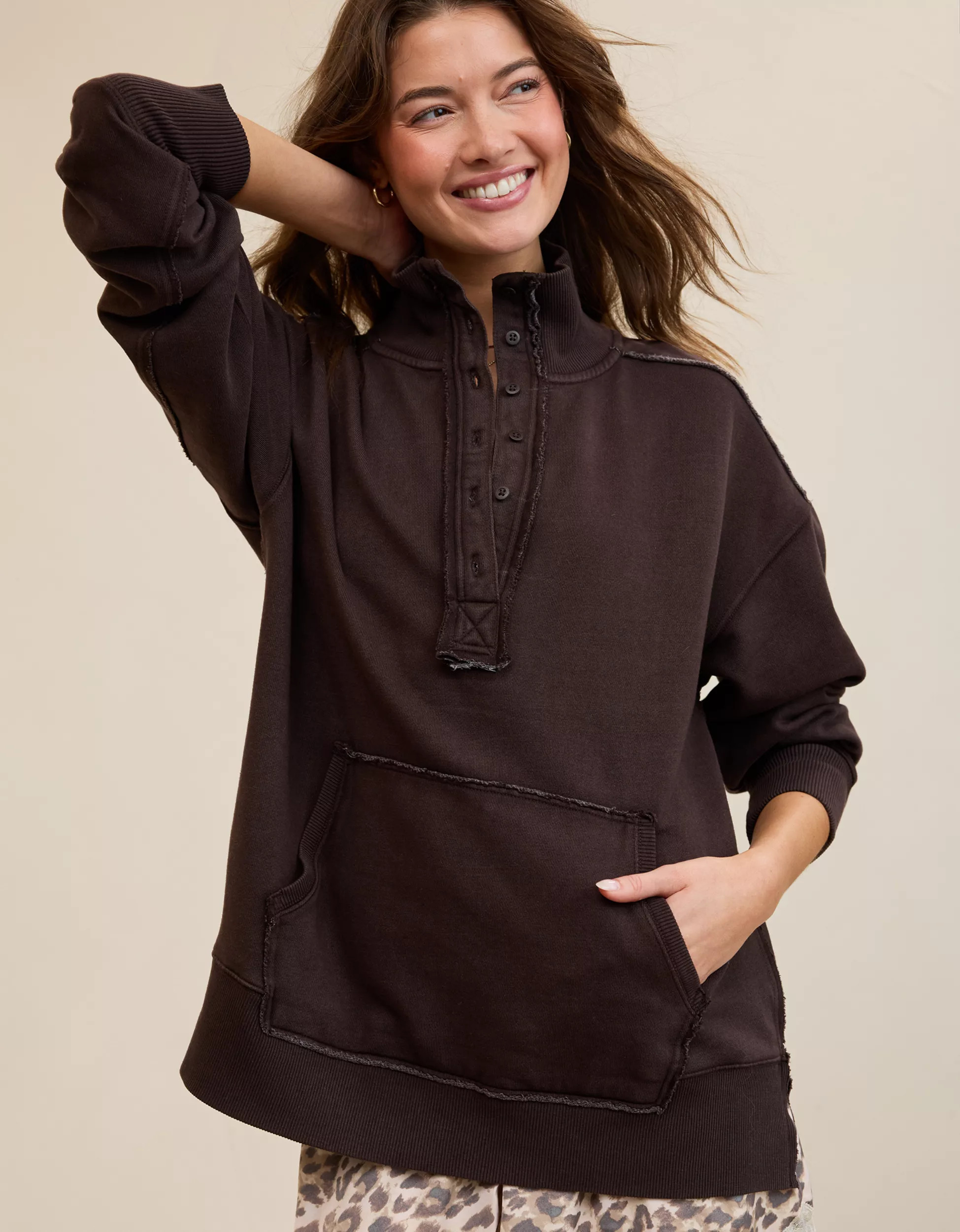 Aerie Vintage Popover Polo Sweatshirt | Aerie