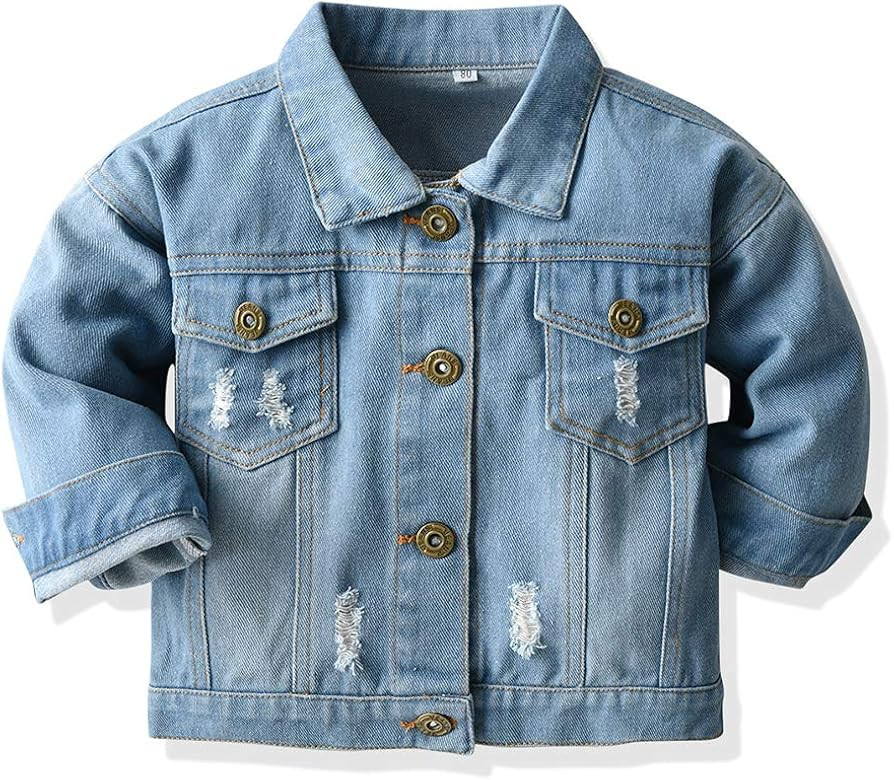 Baby Boys Girls Denim Jacket Kids Toddler Button Down Jeans Jacket Top | Amazon (US)