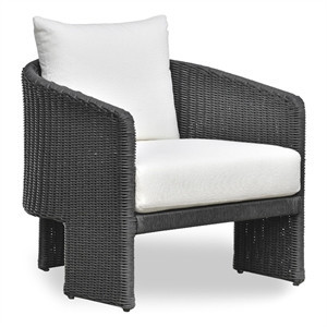 Alexa Black Rattan Performance Fabric Outdoor Armchair | Homesquare