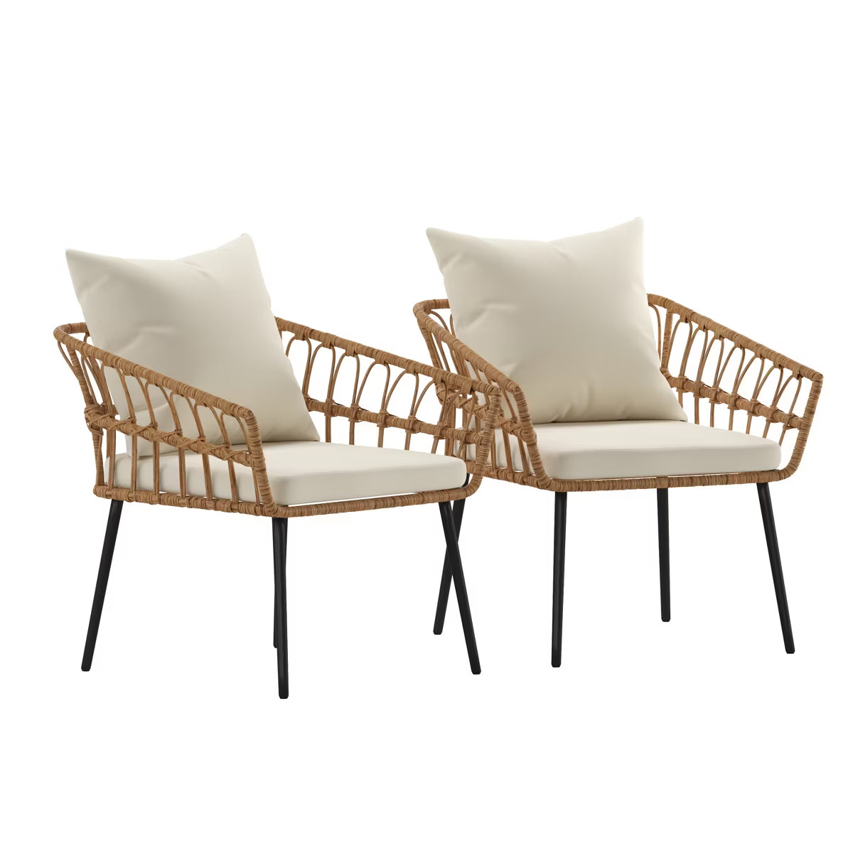 Flash Furniture Evin Set of 2 Boho Indoor/Outdoor Rope Rattan Wicker Patio Chairs with All-Weathe... | Target